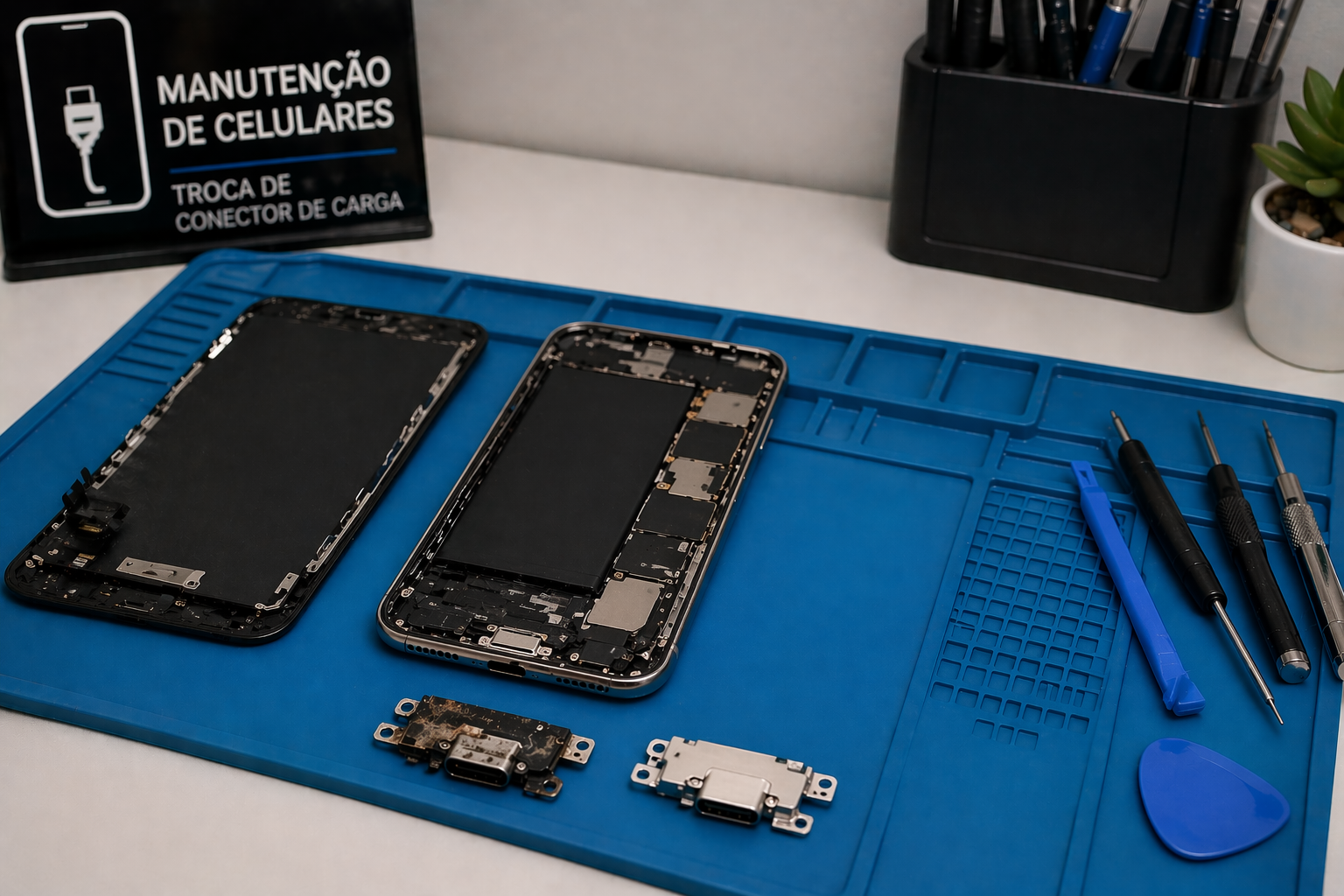 Troca de Conector de Carga para Celular
